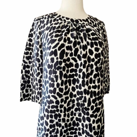 KATE SPADE Silk Shift Dress Animal Print Short Sleeves Crew Neck Size 4 EUC - Picture 4 of 9